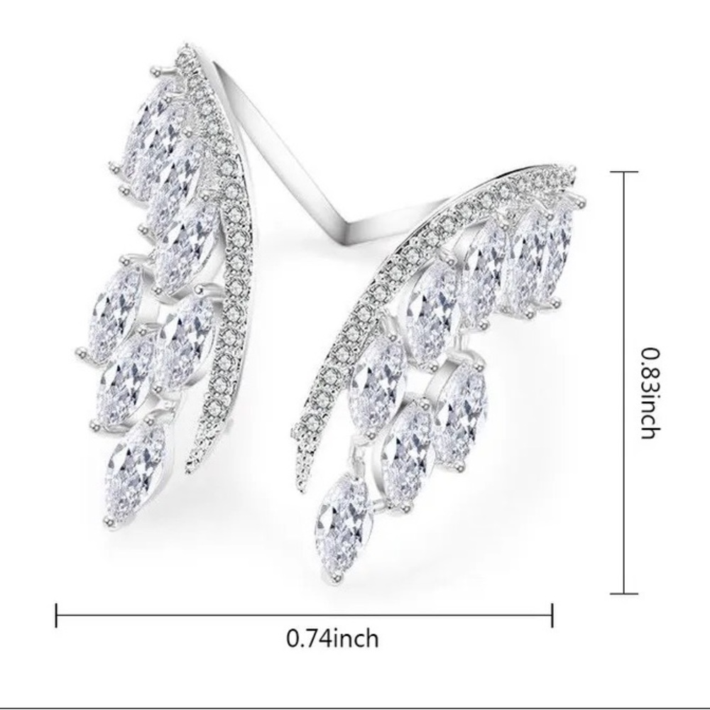 Silver Angel Style Wings Adjustable Ring - Picture 8 of 9